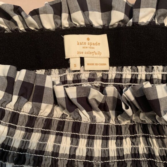 Kate Spade Off The Shoulder Top Small, Black and White Gingham - Picture 4 of 4